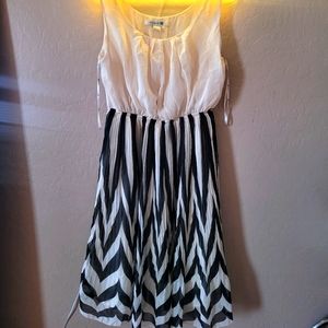 Cream and black mid dress